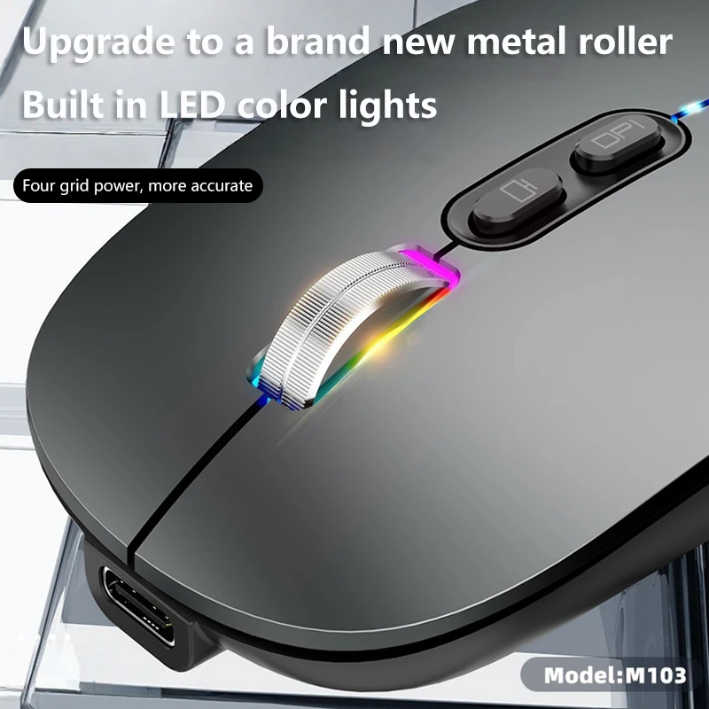Lenovo Ultra-thin 3 Modes Wireless Mouse 2.4G USB and 2 Bluetooth Power Display Ergonomic Rechargeable Silent Mice for PC Laptop