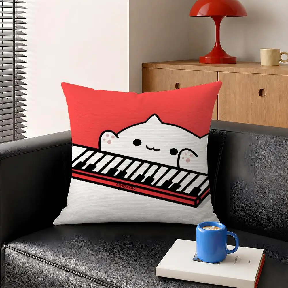 Character Bongo Cat Meme Iconic Cushion Cover Decorative Pillowcase Soft Short Plush Cozy Durable Sofa Home Decor Items Gift