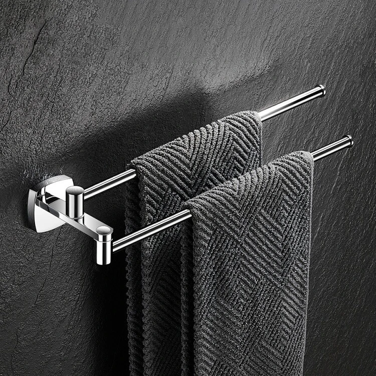 Plating Minimalist Bathroom Movable Towel Bar Light Luxury Towel Rack Wall Mounted Perforated Installation Bathroom Accessories