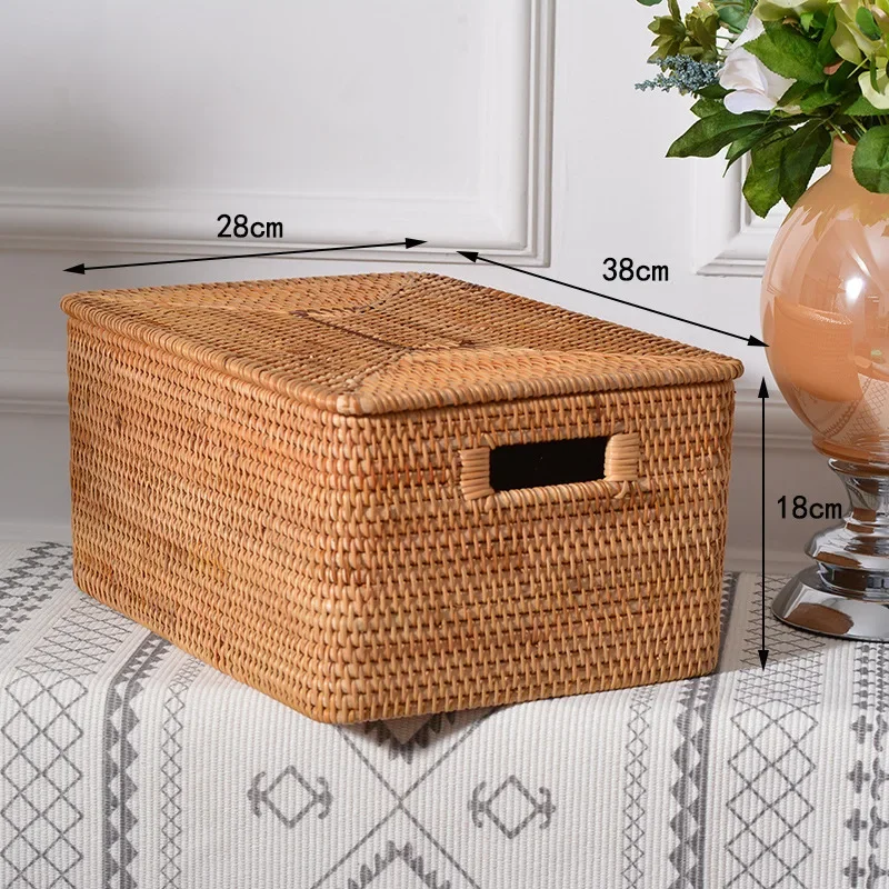 Hand-wovens laundry Storage Baskets Vietnam Autumn Rattan Plaited Storage Basket Handmade Weaved Storage Large Frame with Lid