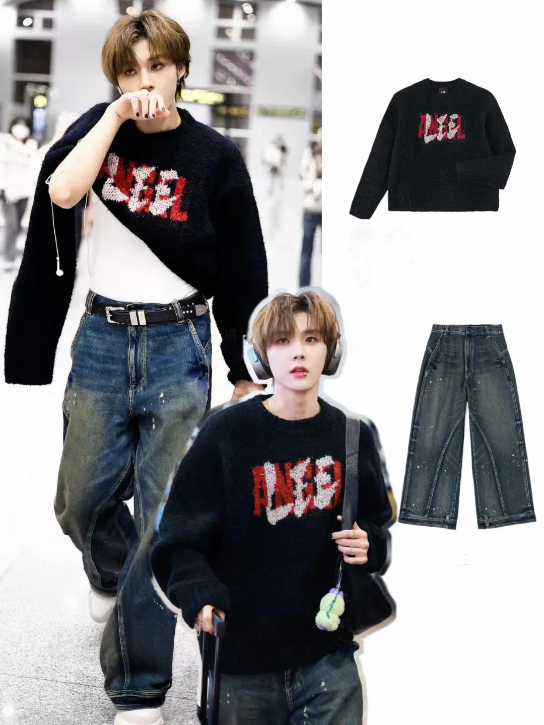 

MICOAT American Sle Thiened Loose ex Sweater Collaborative Autumn Winter Letter Embroidery Casual Faion for Men And...