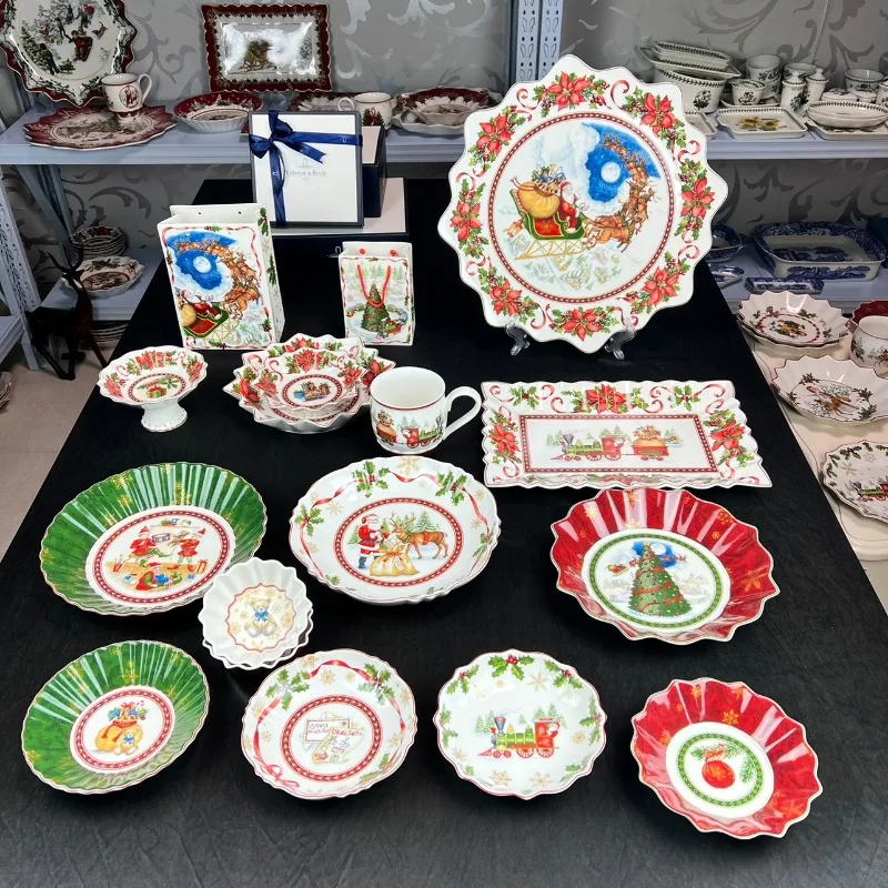 

Hot Selling German V Bao Tableware Christmas European Dinner Plate Salad Dish Bowl Soup Plate Plate Dish Display Plate