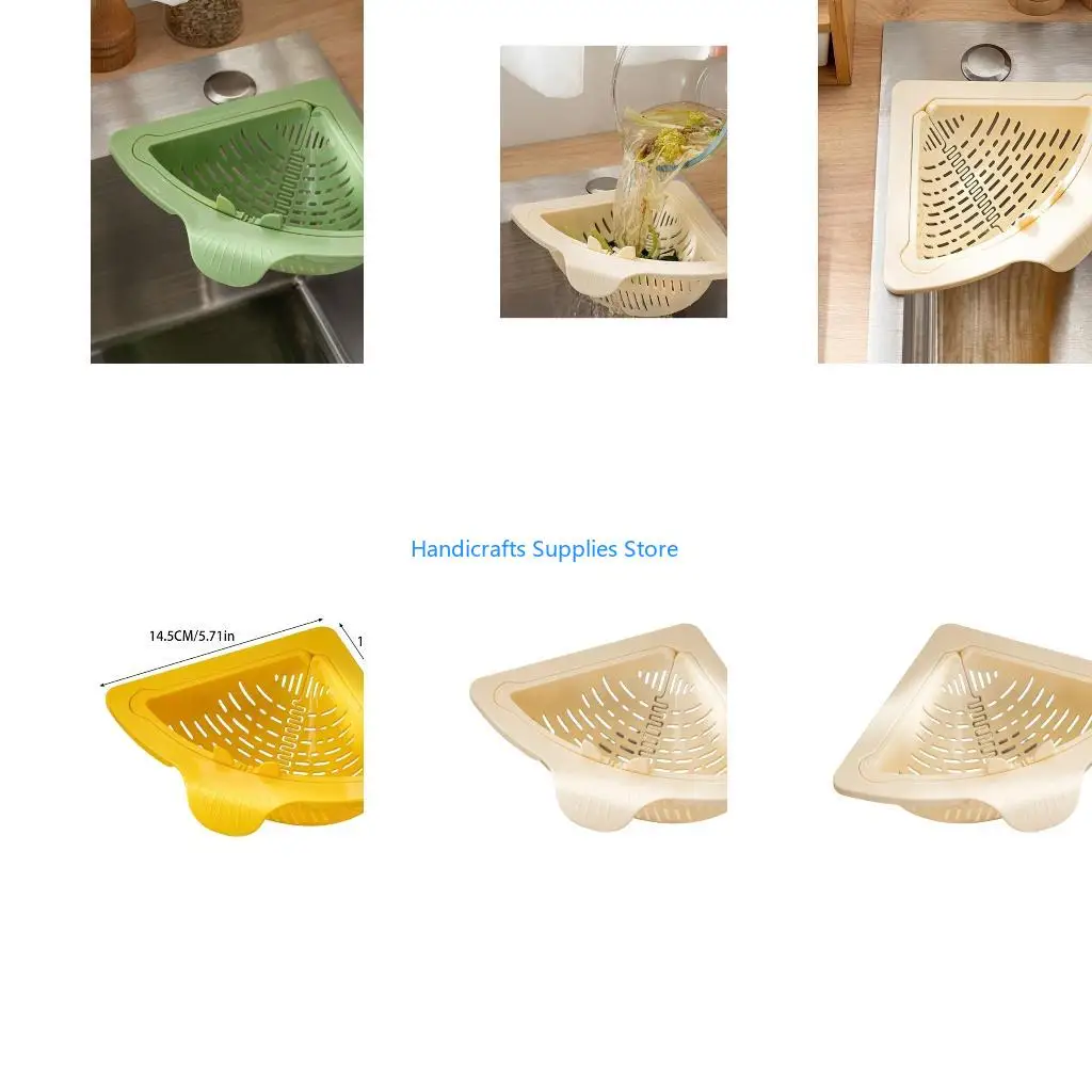 R1WA Innovative Corner Sink Strainer Basket Suction Cup Kitchen Drain Solution for Food Filtrations Debris Catcher
