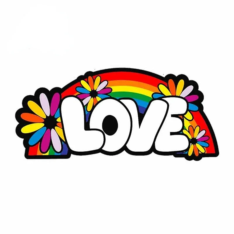 New Design for Love Rainbow Flower Kids Hippie Car Graphic Decal Car Assembly GT Decorative Sticker Decoration, 10cm