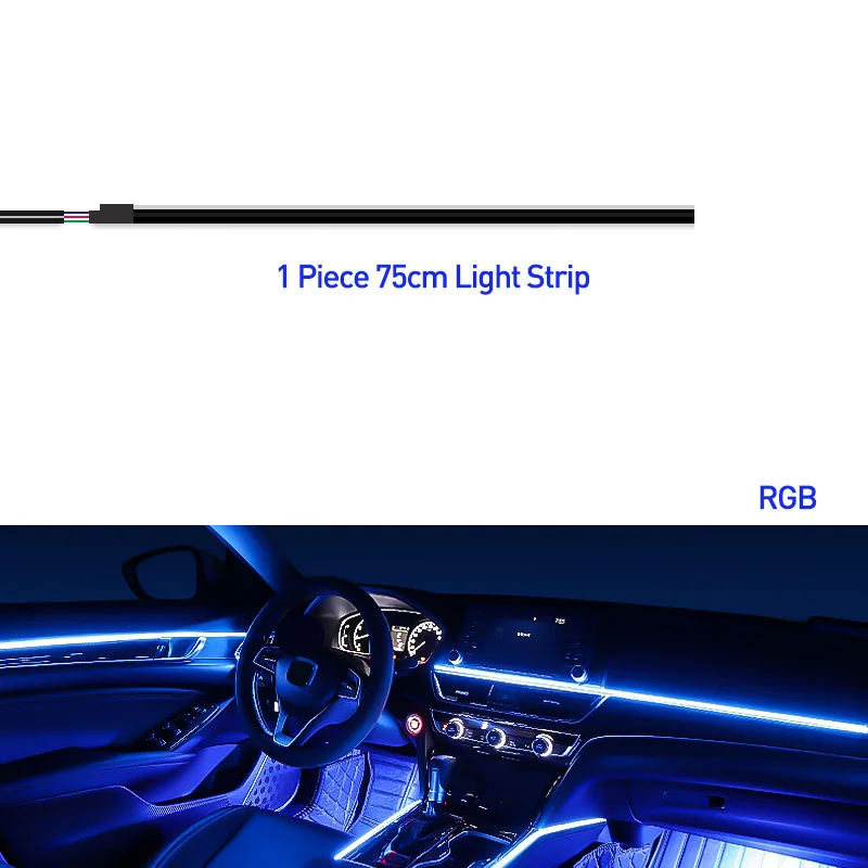 Zubehör für Auto-Umgebungslicht, Acrylstreifen, 110 cm, 90 cm, 75 cm, 35 cm, 20 cm, volle Farben, RGB-Auto-Innenraum, Bluetooth-App-Steuerung