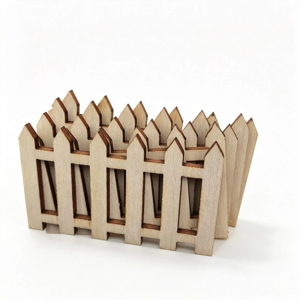 200PCS Mini Wooden Fence Fairy Miniature Garden Wooden Barrier Accessories for Home DIY Garden Dollhouse Craft Decoration Gift