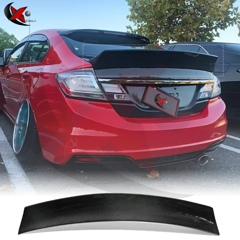 

Suitable For 2012-2015 Honda 9th And 9.5 Civic refit True Carbon Fiber Rear Spoiler GT Style Car Trunk Lid Glossy Black Wing