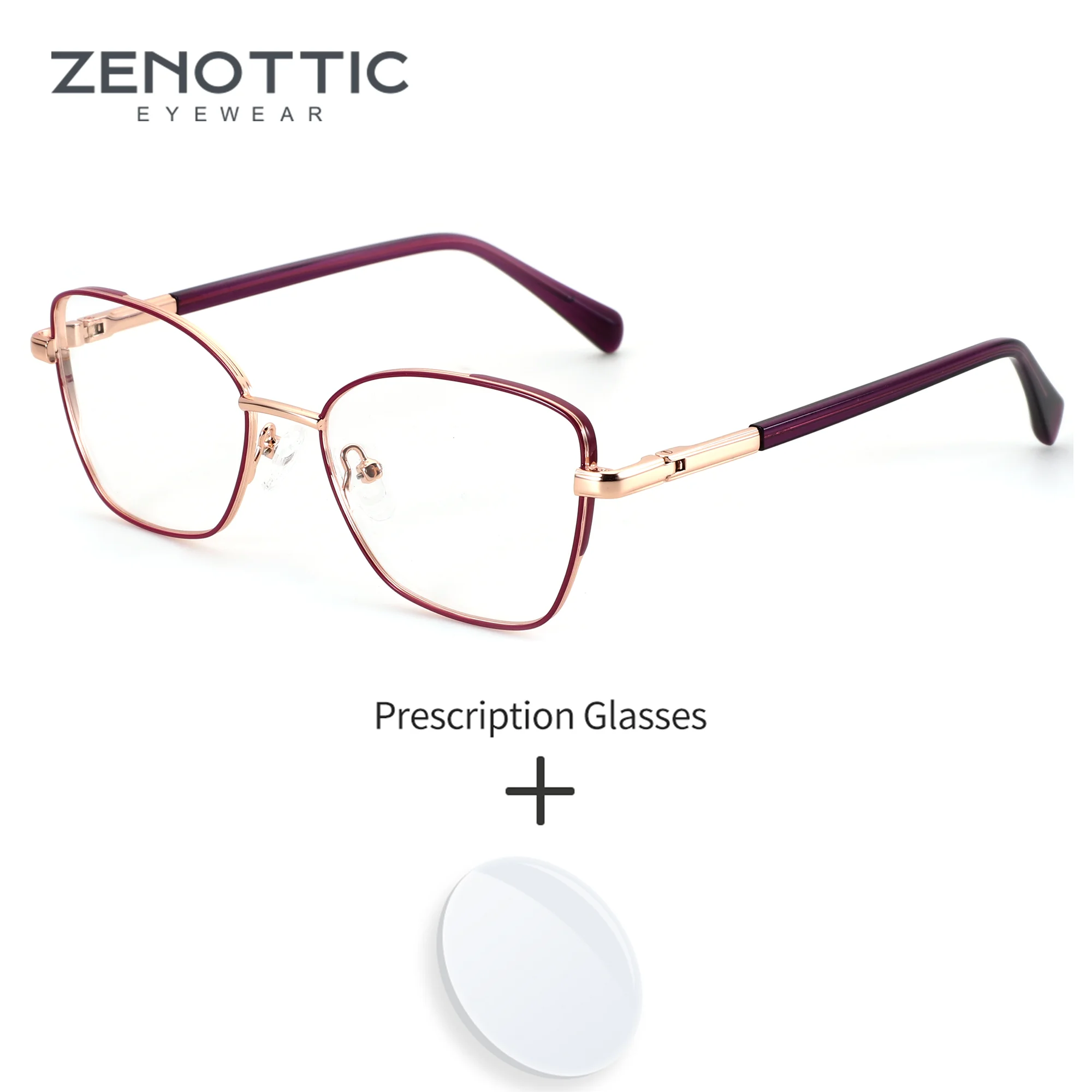 ZENOTTIC XS Size Butterfly Prescription Glasses For Women Modish Metal Myopia, Progressive Multifocal Optical Lenses