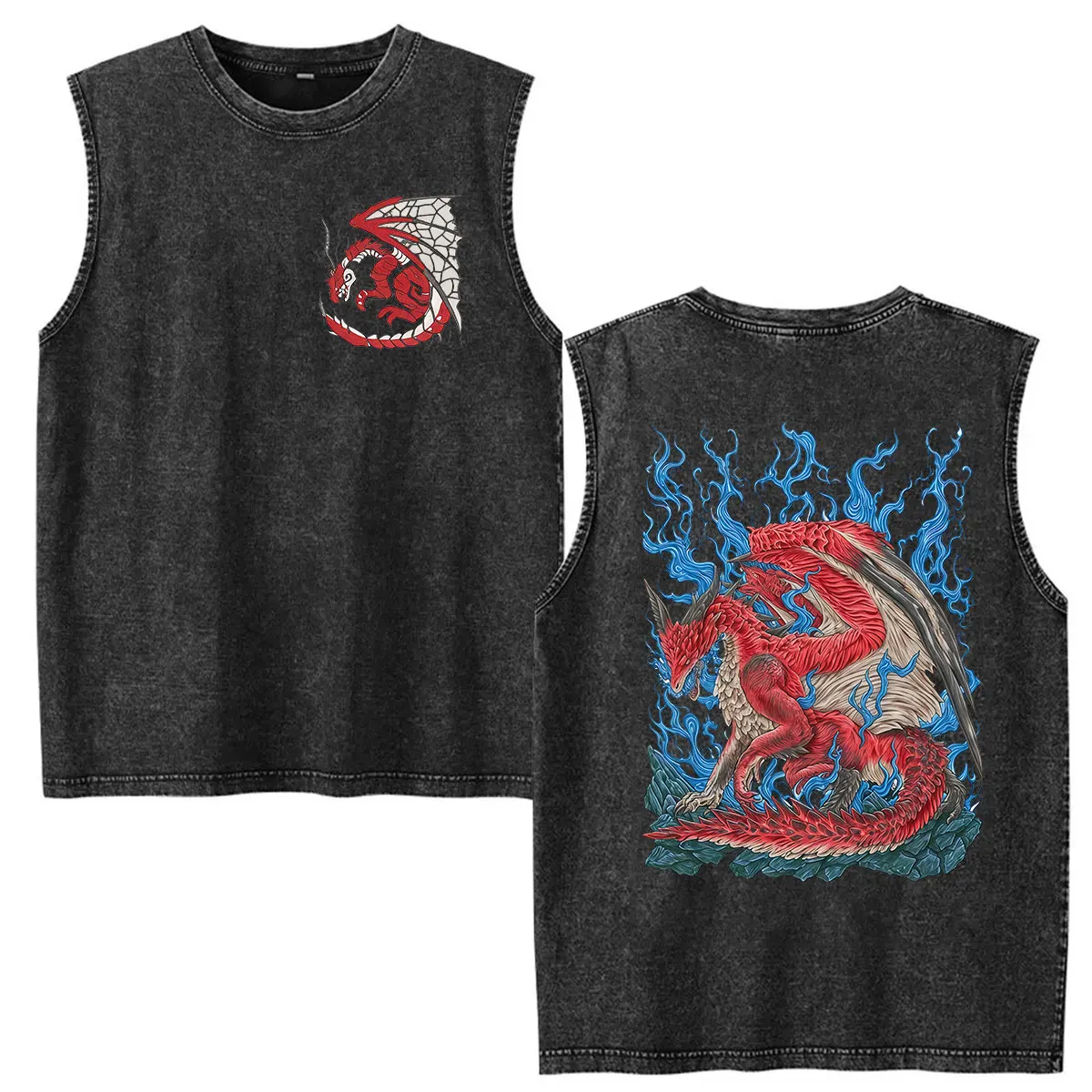 2026 Game Monster Hunter Vintage Washed Vest T Shirts Mizutsune The Bubble Fox Leviathan Fans T-shirt Men Women 100% Cotton Tees