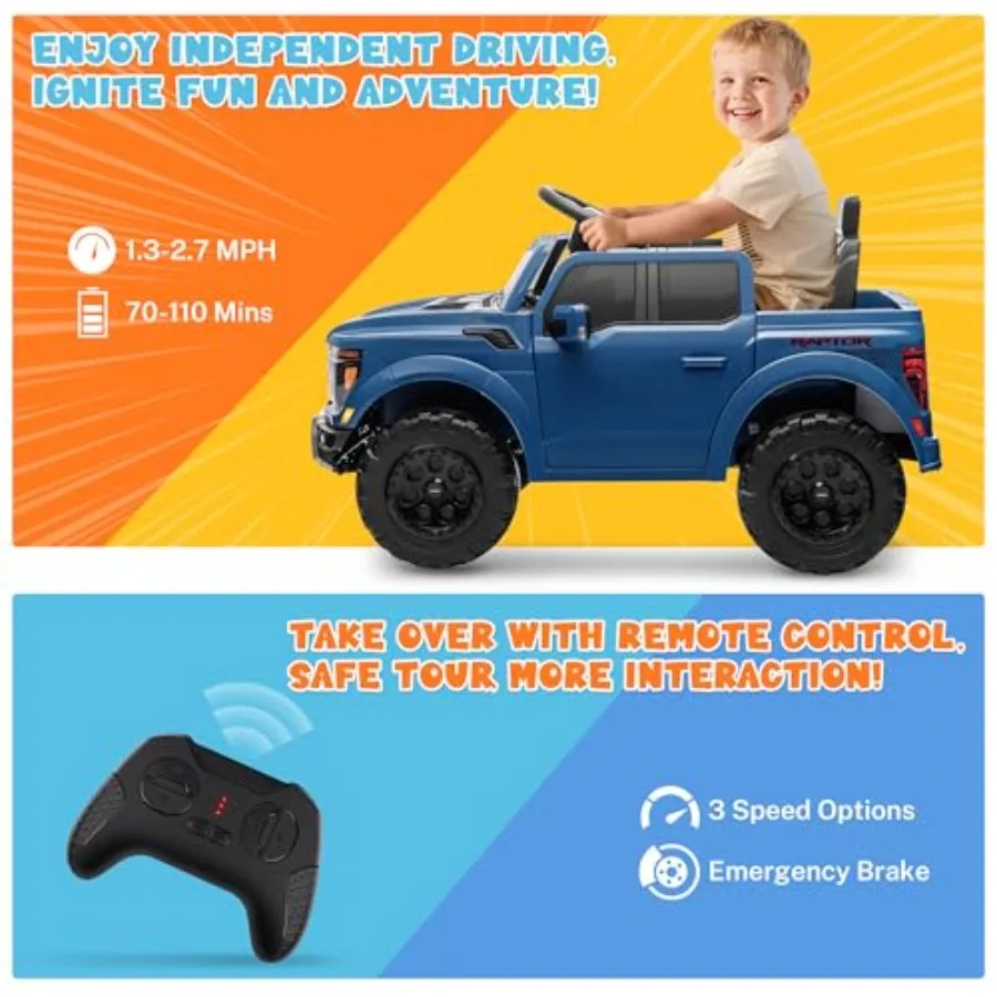 12V Licensed Toddler Ride On Car w/Remote Control, Battery Powered Kids Electric Car w/LED Lights, Bluetooth, Soft Start, 4-Whee