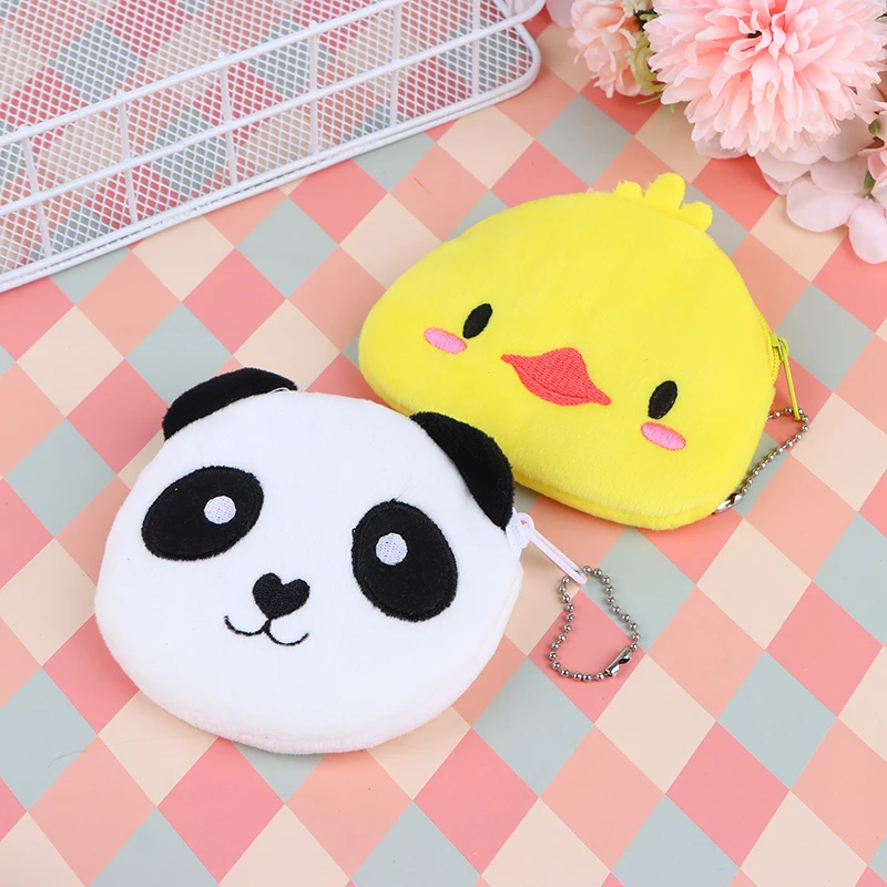 Bolsa de moedas de animal de pelúcia dos desenhos animados bonito panda piggy urso frango mudança de dinheiro bolsa pequena carteira saco de armazenamento para presentes do miúdo