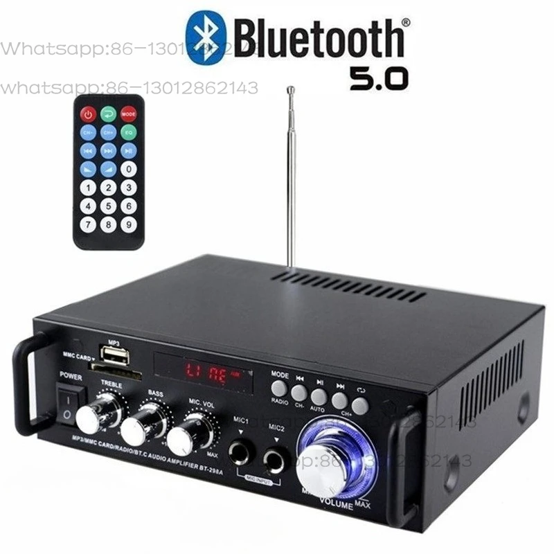Mini small power amplifier, speaker power, plug-in card U disk radio DC 12 volts 220V Bluetooth power amplifier