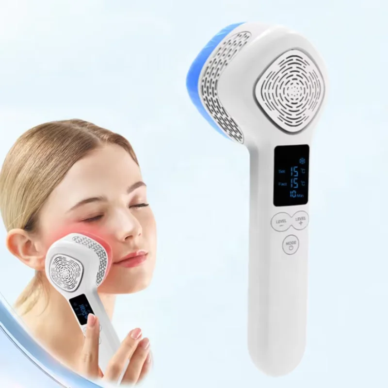Masaje facial de belleza con vibración sónica, masajeador reafirmante de piel antienvejecimiento con elevación facial eléctrica calentada y fría