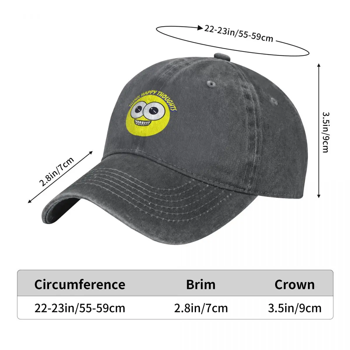 Think Happy Thoughts Baseball Cap Mountaineering Snap Back Hat Trucker Cap Hat Baseball Cap Hats Woman Men's image 6