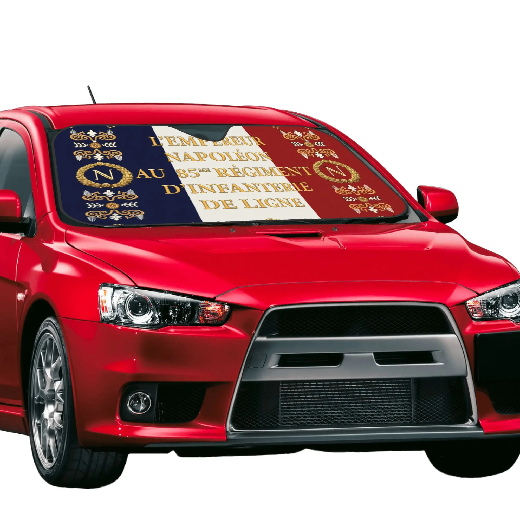 Napoleonic 85th Regimental Flag Car Front Windshield Sun Visor Heat Insulation France Fleur De Lis Aluminum Foil Auto Visor