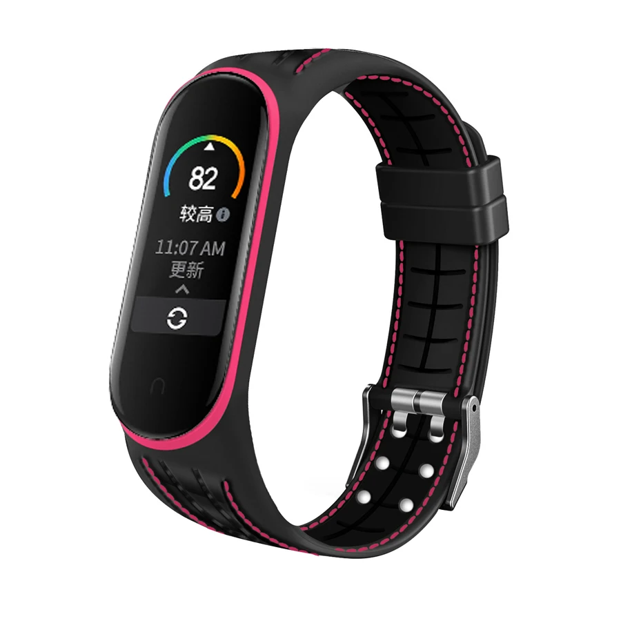 Dubbele lijnriem voor Xiaomi Mi Band 5 4 3 Accessoires Armband Polsbandje Armband voor Miband 5 6 7 Vervanging ademende riem