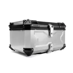 80L Universal Motorcycle Rear Luggage Trunk Storage Moto Top Case Tool Box Waterproof Helmet Key Lock Tail Toolbox Aluminum