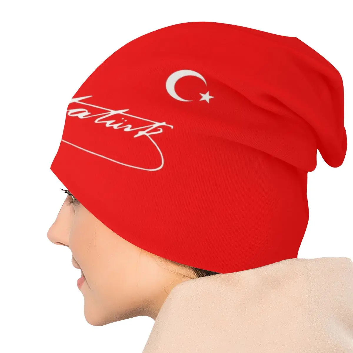 Custom Ataturk Signature With Turkey Flag SKullies Beanies Caps Unisex Winter Warm Knitting Hat Turkish Leader Bonnet Hats