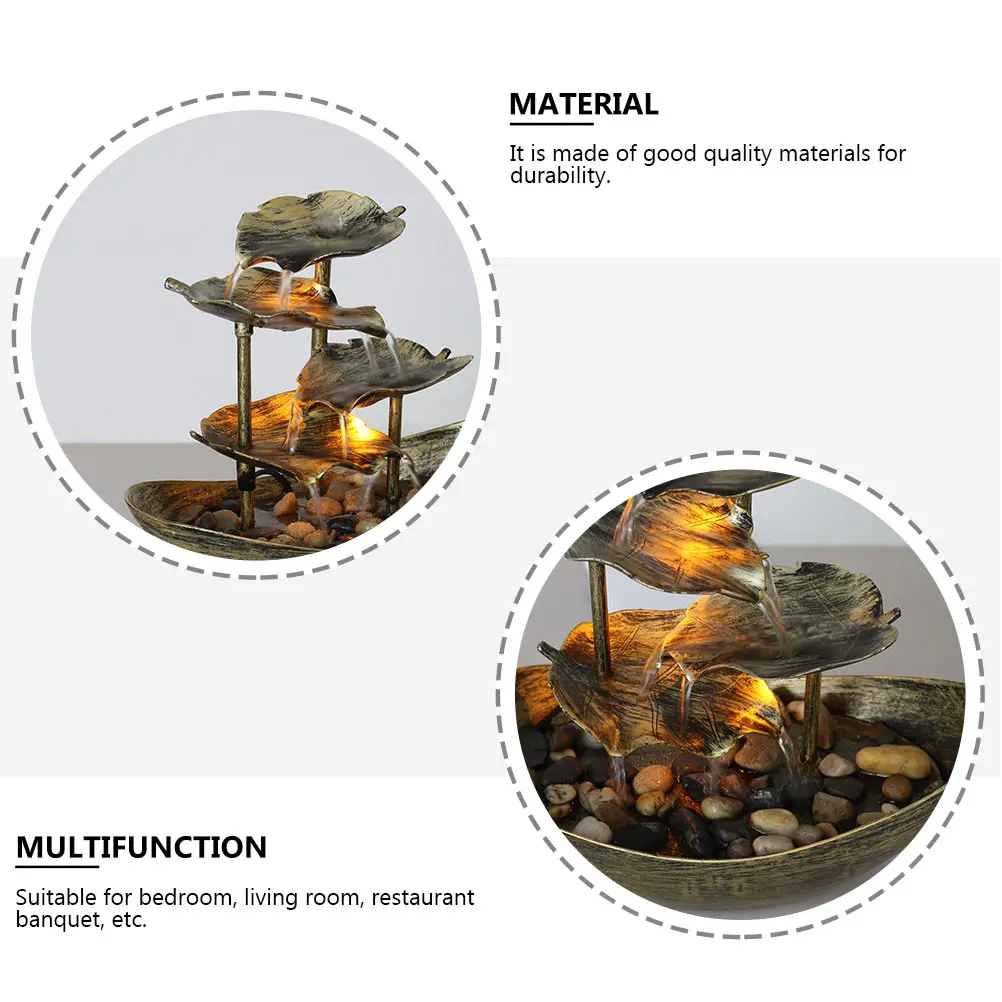 

Creative Lotus Leaf Ingot Water Fountain Running Water Desktop Decor for Home Office Tabletop Decoration Landscape Ornament