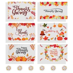 12 Pcs Thanksgiving Greeting Card Blank Cards with Envelopes Blessing Message Postcards Autumn