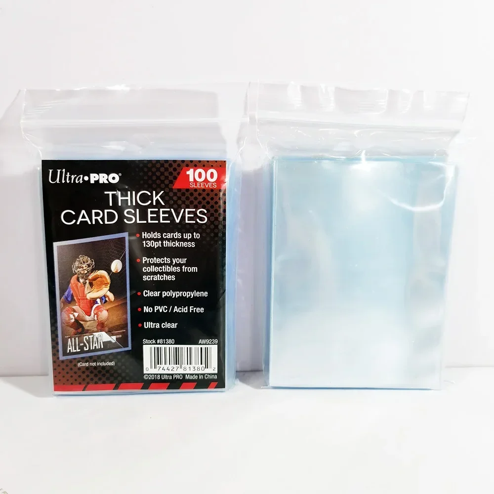 100 Pcs Ultra Pro 35/130PT Thick Soft Gaming Generic Trading Card Penny Clear Sleeves for Standard Size TCG/PKM Clear Card Cover