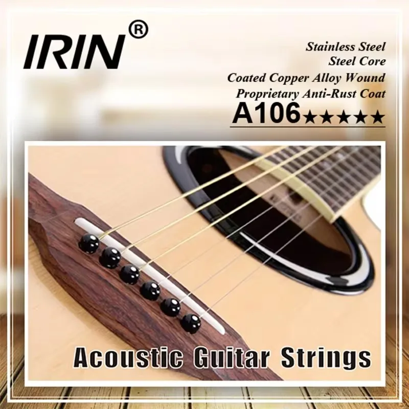 6 stks/set Akoestische Gitaar Snaren Universele Vernikkeld Koolstofstaal Zeshoekige Kern Guitarra Snaren Gitaar Accessoires