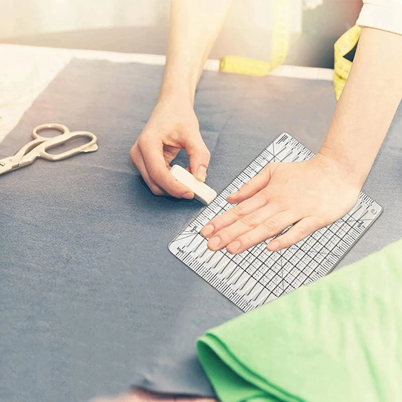 Regla de corte de tela para costura, herramientas de suministros de acolchado, cortador de tela, plantilla de retazos, bricolaje, 6 pulgadas