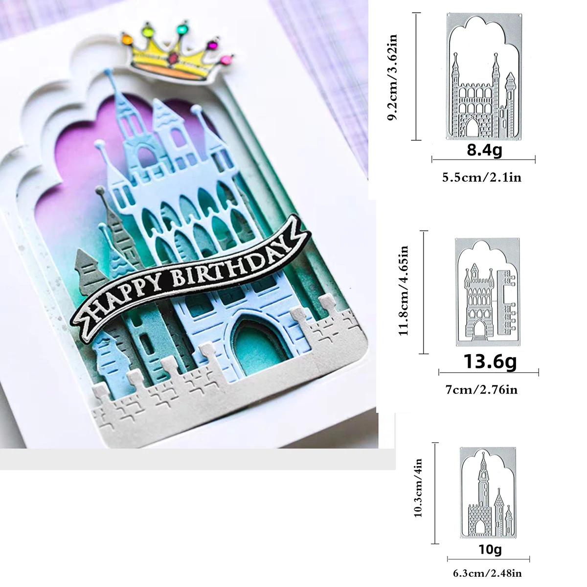 

2024 New Arrival 3pcs Castle Craft Metal Stencil Cutting Dies DIY Scrapbooking Album Paper Cards Decorative Embossing Die Cuts