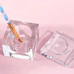 Nail Art Crystal Glass Dappen Dish Cup with Lid Square Nail Liquid for Monomer Liquid Powder Holder Container Manicure Tools