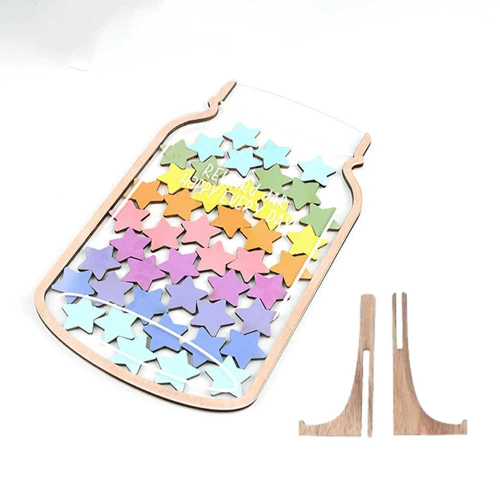 Interactive Star Reward Jars with 45 Stars Reward System Freestanding Self-discipline Reward Bottle Detachable Stand