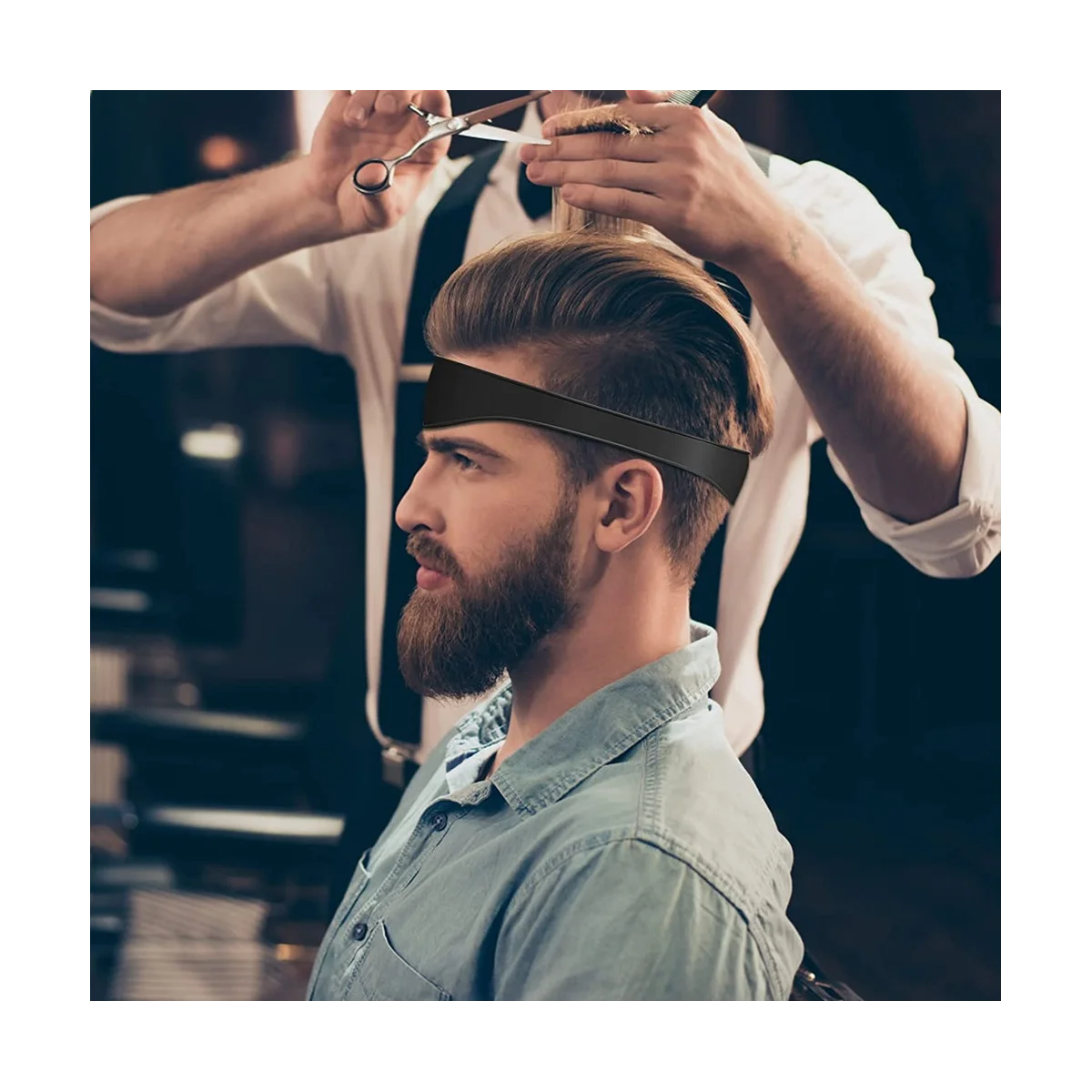 Curved Silicone Haircut Band Haircut Curved Band Silicone Haircut Tape Shaving Stencil for DIY Home Haircuts Hair-ABPX