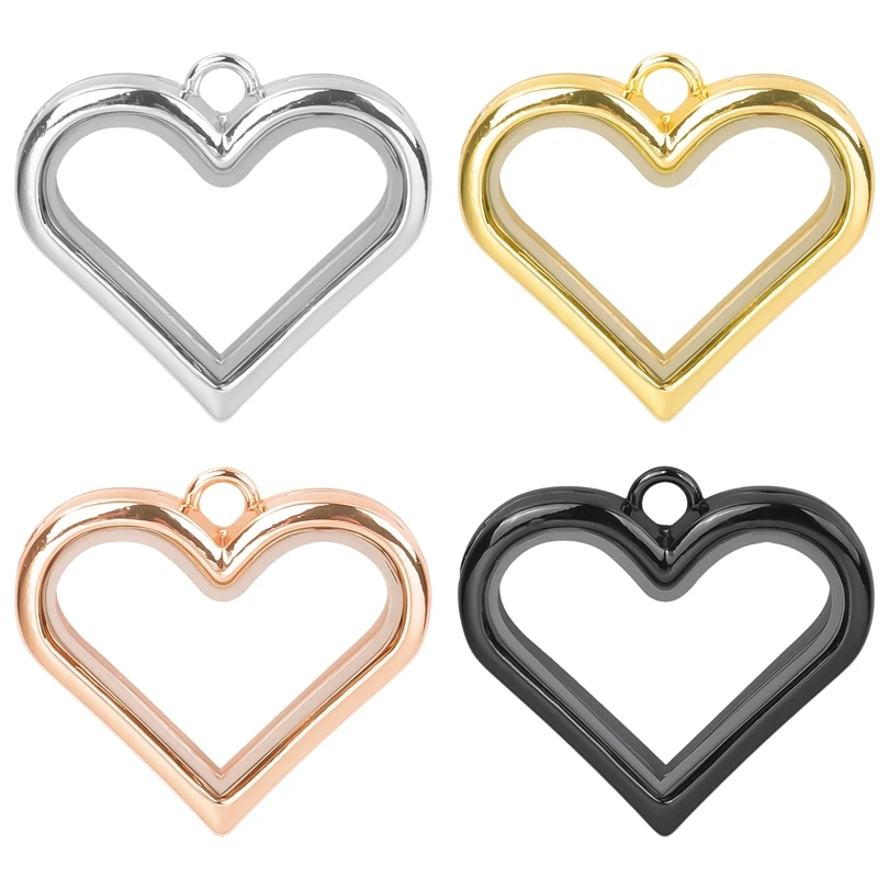 1Pc Diy Mix Colors Clear Heart Glass Locket Pendant Jewelry Open Glass Living Picture Relicario Colgantes Accessories Wholesale