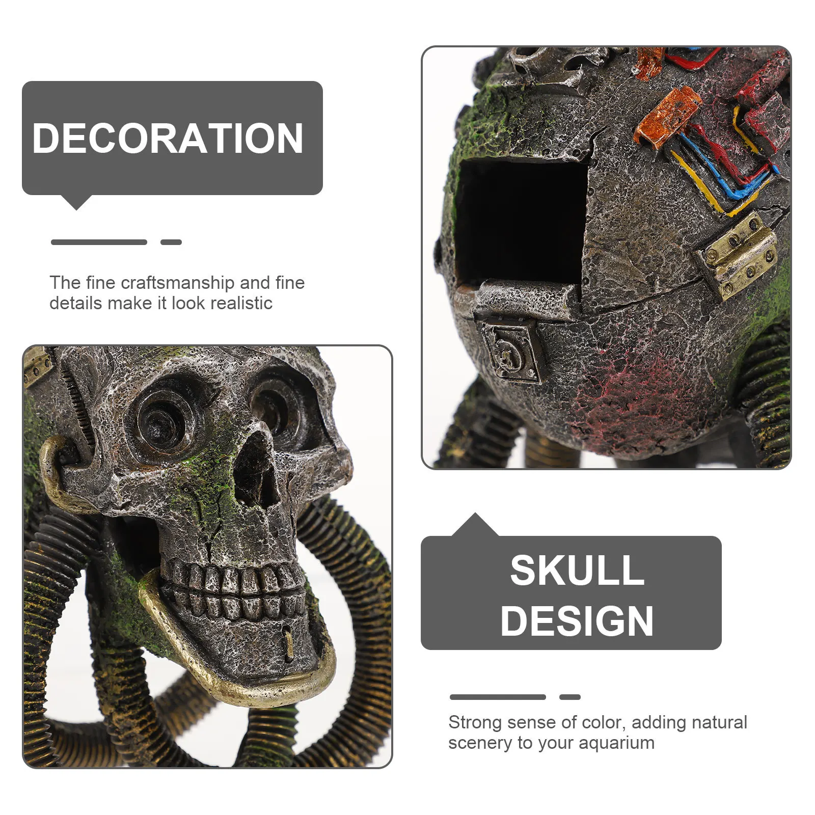 

1Pcs Resin Skull Decoration Aquarium Skull Sculpture Fish Tank Landscape Ornament Fish Hiding Place Supply Aquarium Decor