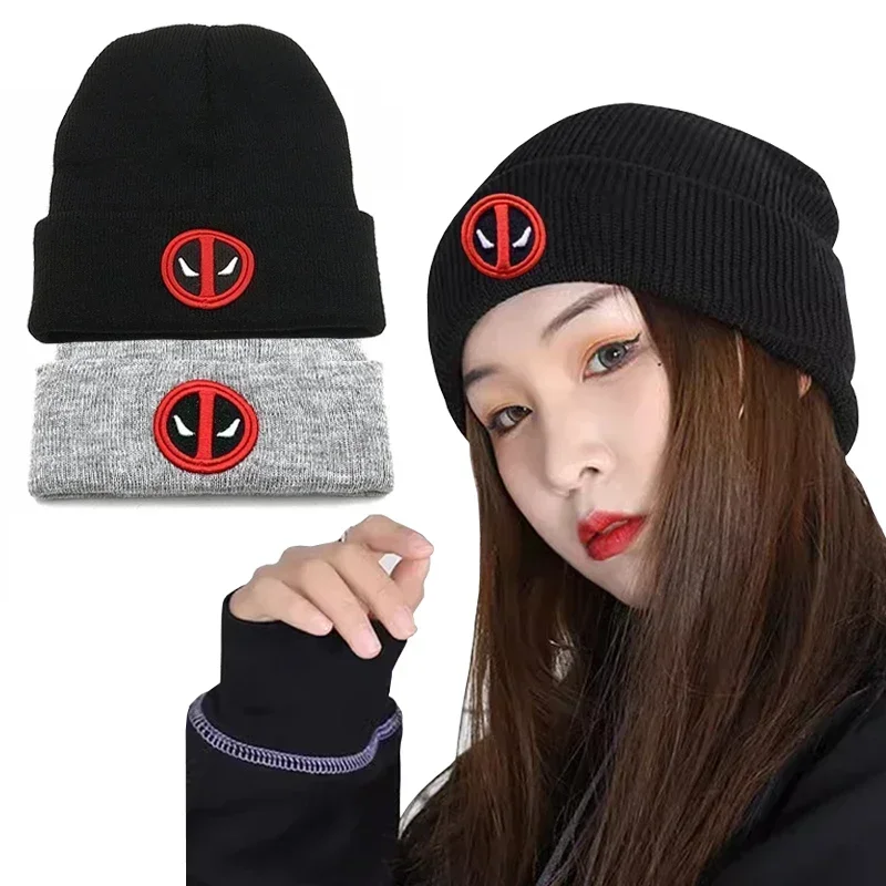 

Fashion Disney Deadpool Beanie Hat Women Men Cosplay Hat Winter Warm Adult Child Embroidery Hip Hop Knitted Cap Christmas Gift