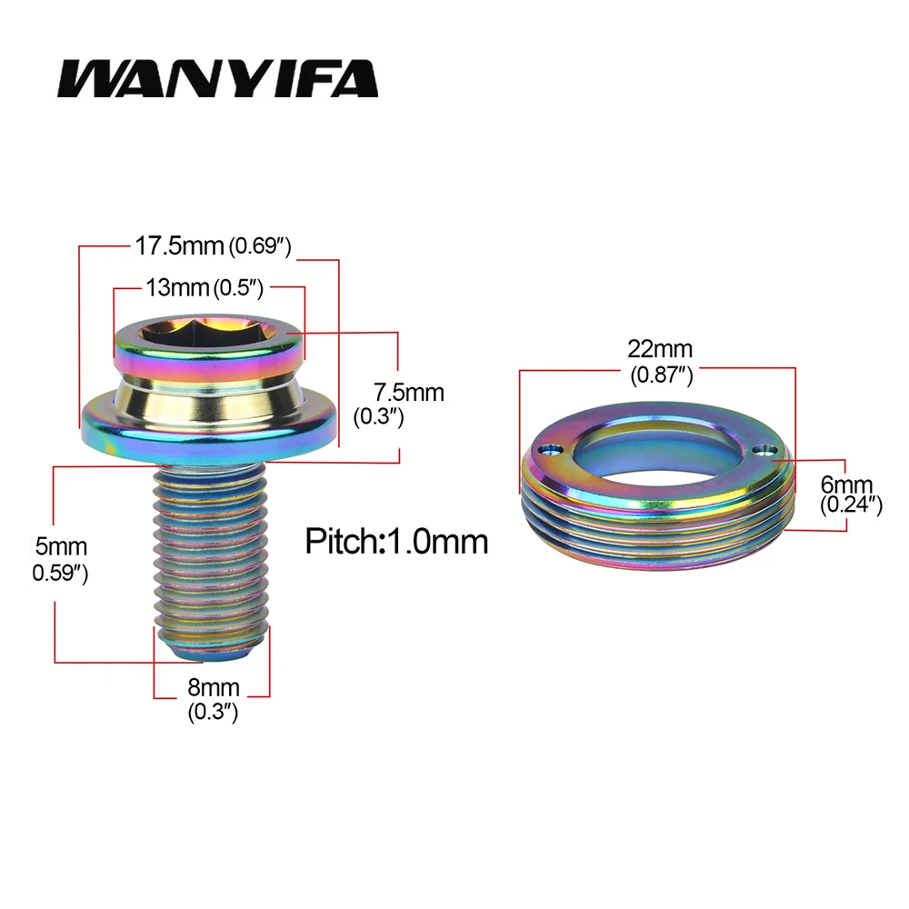 Wanyanza-Jeu de vis de manivelle en fibre de titane pour vélo astronomique, boulons carrés M8 x 15mm avec capuchon anti-poussière