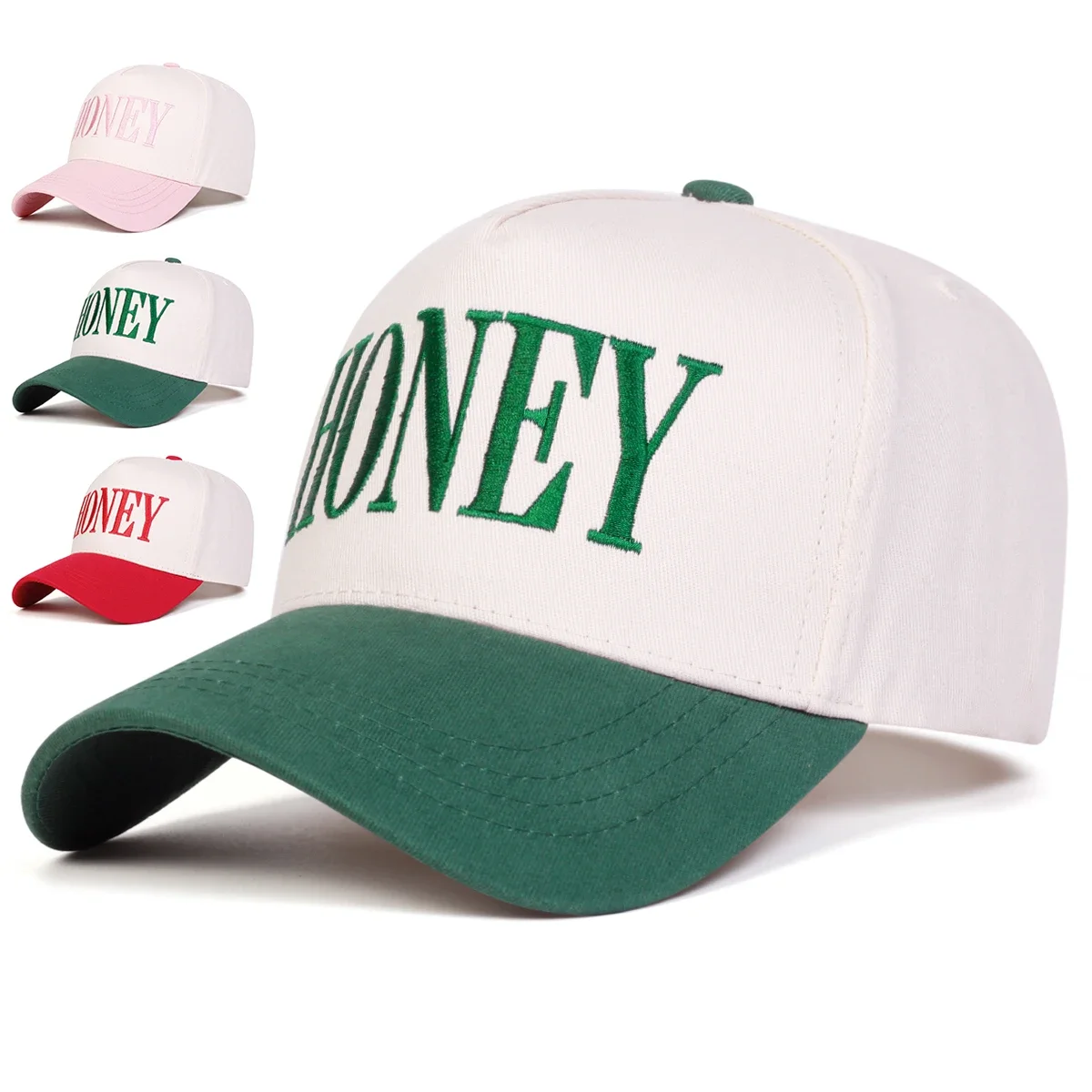 Unisex HONEY Baseballkappen mit Buchstabenstickerei, verstellbar, für den Außenbereich, für Frühling und Herbst, lässiger Sonnenschutzhut