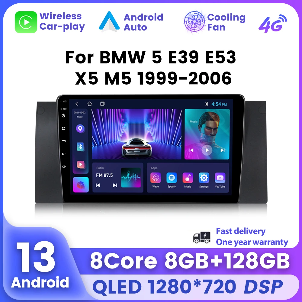 UIS7862 Sem Fio Carplay Android AUTO Para BMW 5 E39 E53 X5 M5 1999-2006 Carro Multimedia Player Embutido Pequeno Ventilador De Refrigeração 8 Núcleo,navegação rádio estéreo radio automotivo Construído em ecrã táctil