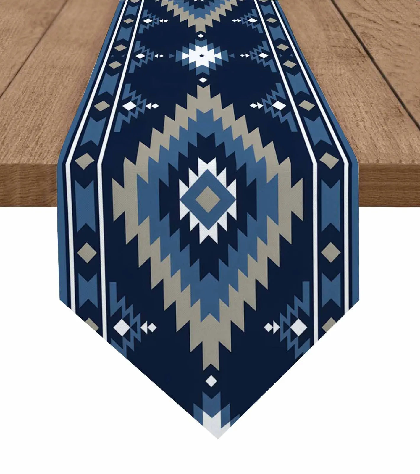 

Blue Tribal Geometric Art Table Runner Cover Cotton Linen Wedding Table Decor Tablecloth Kitchen Decor