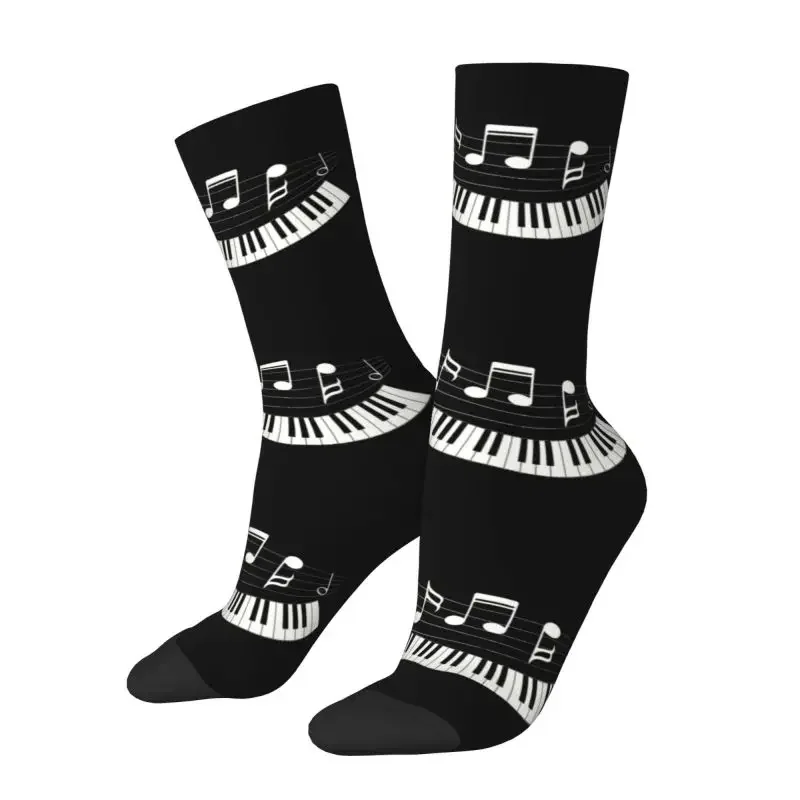 Y2K Fantasy Piano Music Notes Dress Mens Womens Warm Funny Novelty Crew Socks