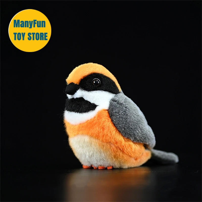 Realistic Black-throated Bushtit Plushie Chickadee Plush Toy Tits Peluche Lifelike Bird Stuffed Animals Simulation Toy For Kids