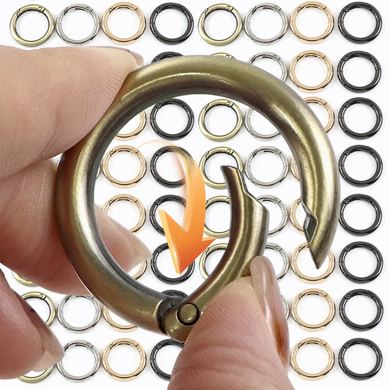 

30Pcs Meetee 16-50mm Metal Spring O Ring Openable Keyring Trigger Snap Clasp Clip Bag Belt Strap Chain Buckles DIY Accessories