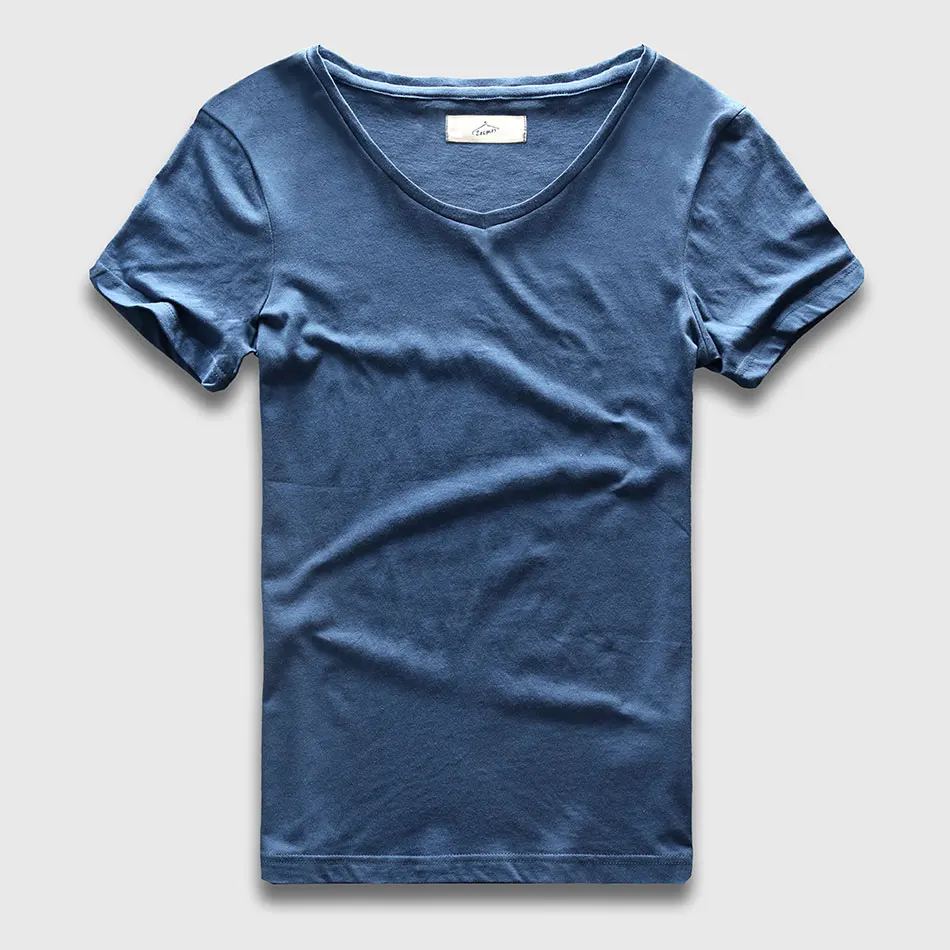 Zecmos 2017 Slim Fit koszulka z dekoltem w serek mężczyźni podstawowe zwykły T Shirt odzież męska trwała bawełna koszulki z krótkim rękawem moda