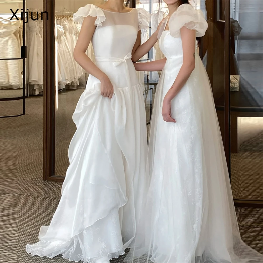 

Xijun Elegant Tulle Long Evening Dresses A-Line Korean Photoshoot Wedding Dresses Floor Length Corset Prom Gowns Customized