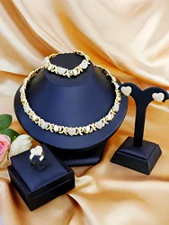 Jewelry Set Fashion Women XOXO Love Hug Gold Plated Pendant Necklace Earrings Jewelry Set Party Wedding and Holiday Favors
