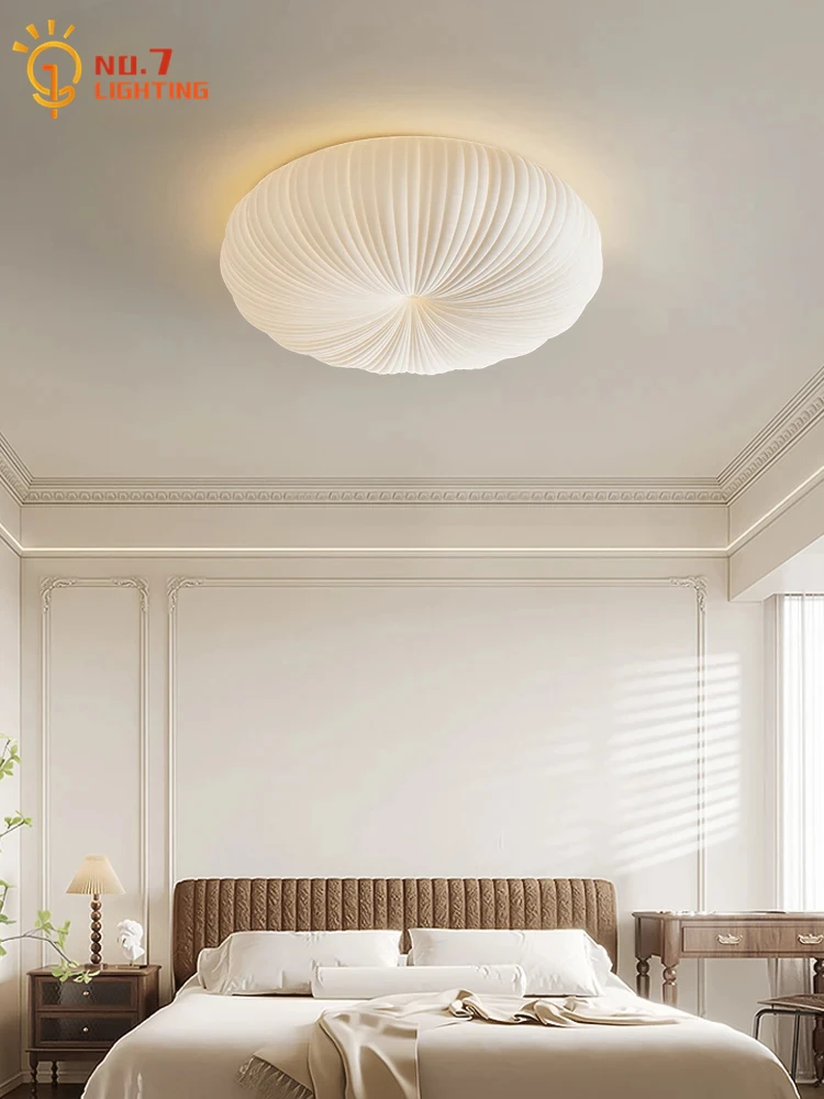 Warm Atmosphere Cream Wind Pumpkin Ceiling Lamp LED Acrylic Iron Art Modern Ceiling Lights Living/Kids Room Bedroom Restaurant