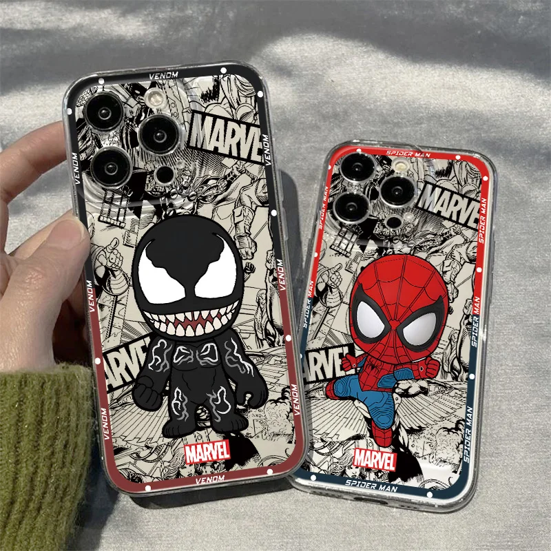 Marvel Spider Man Venom For Realme10 9 C30 53 63 Narzo50 Find X5 Reno12 11 10 8 7 6 Pro Plus Transparent Space Phone Case Funda