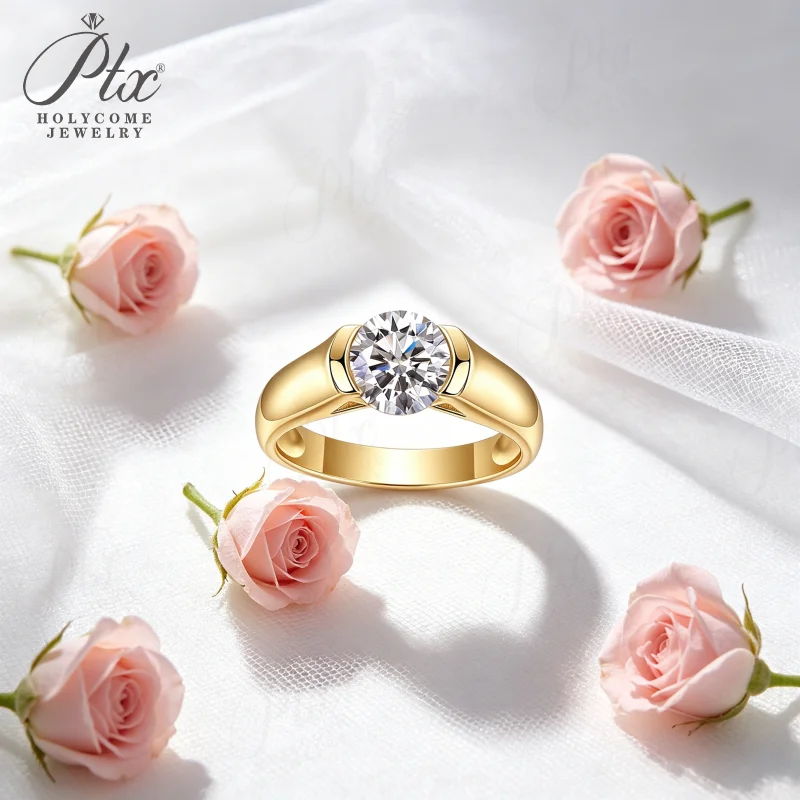 Moissanite Ring 2ct Round Cut 925 Sterling Silver D VVS1 GRA Certificate Comfortable Wedding Band Factory Direct Fade Resistant