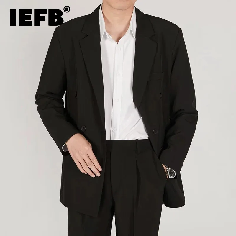 

IEFB Korean Style Male Blazer Business Casual Double Breasted Loose Solid Color Men's Suit Jackets Autumn Fashion New 9C6758