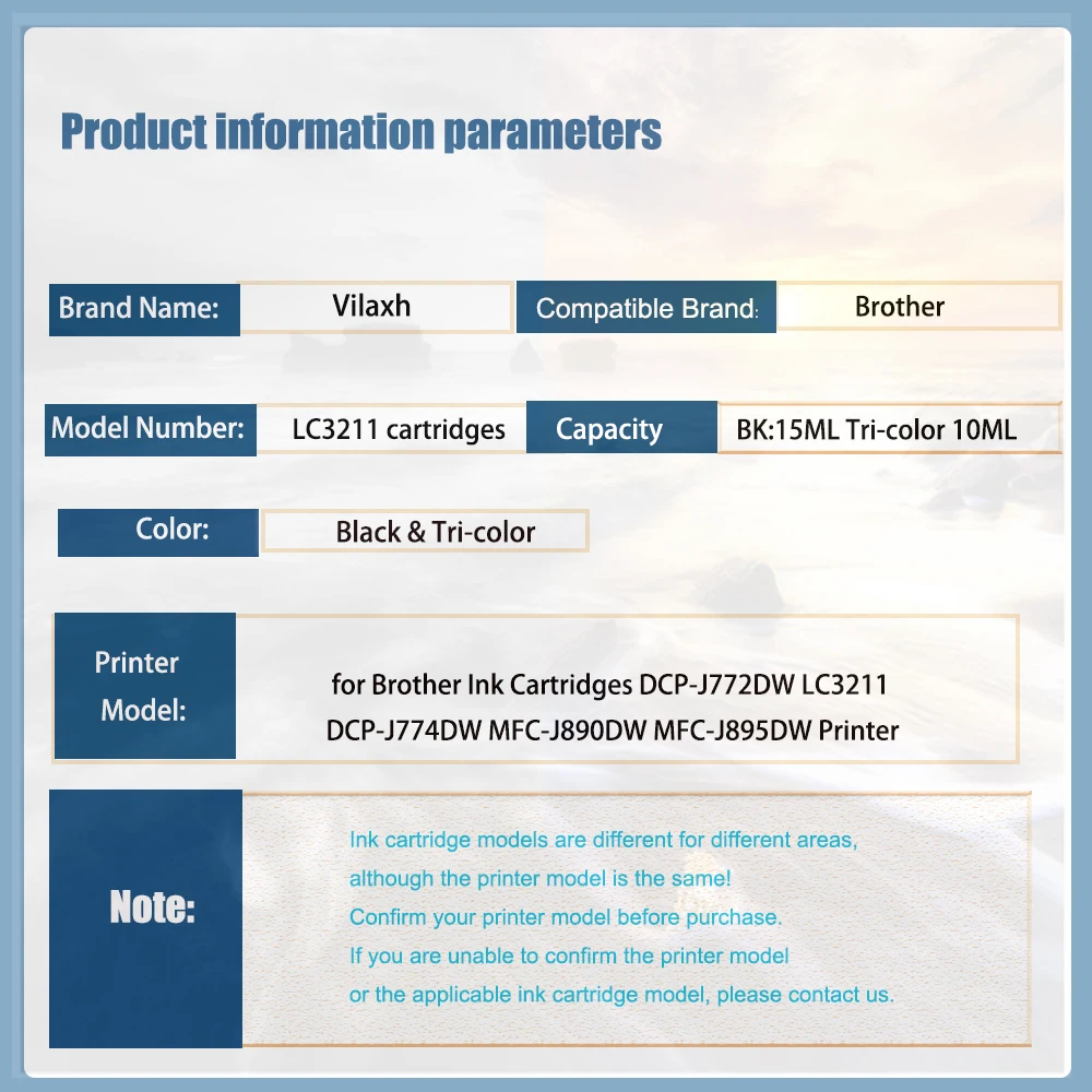 Vilaxh LC 3211 for Brother Ink Cartridges DCP-J772DW LC3211 DCP-J774DW MFC-J890DW MFC-J895DW Printer LC3211