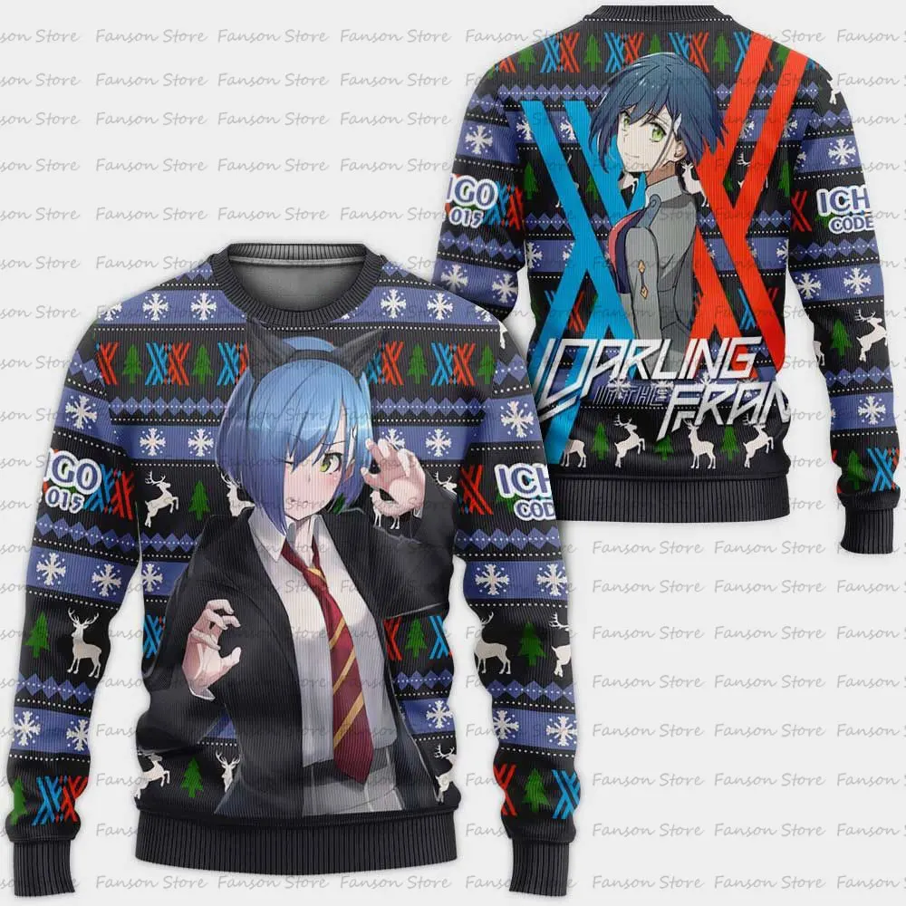 Darling in the Franxx Zero Two Ugly Christmas Sweater 2024 New Fashion Men Pullover Tops Cartoon Anime Women Hoodie Sweatshirt